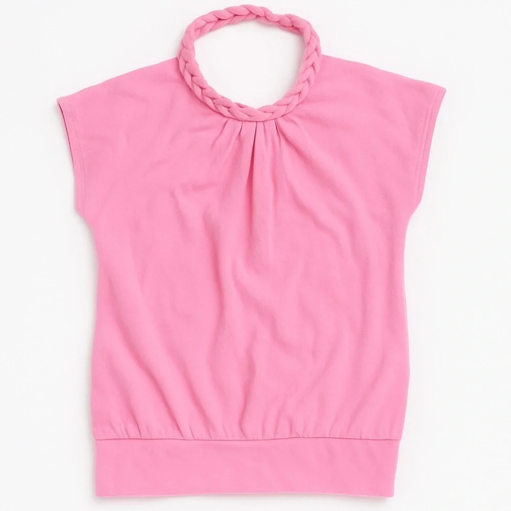 Pink Braided Collar Top